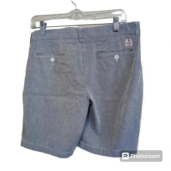 Tommy Hilfiger Seersucker Shorts Blue White Stripes Pockets Women Size‎ 16 - Picture 2 of 6
